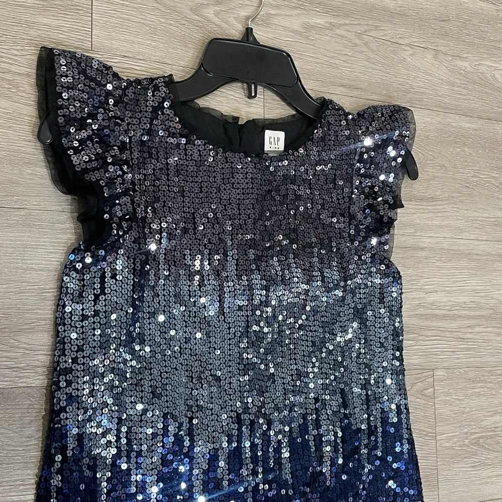Gap Kids Dress Sequin Girls M Blue Glitter Holiday‎ Wedding Birthday Day Party